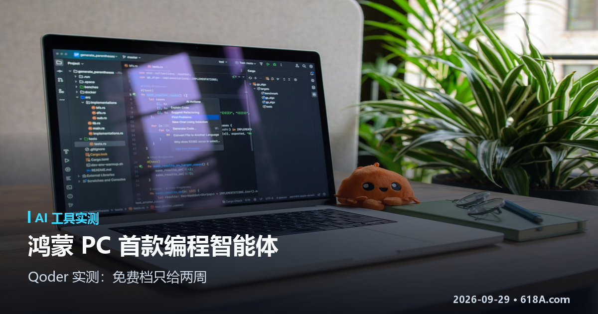 Qoder 实测：鸿蒙 PC 首款编程智能体，免费档只给两周