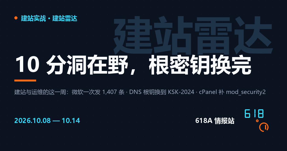 建站雷达（10.8–10.14）：Bricksforge 满分洞在野，DNS 根密钥换完