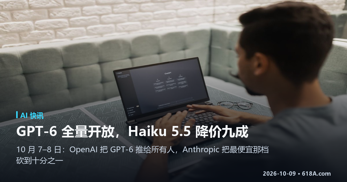 AI 快讯（10.7–10.8）：GPT-6 向所有人开放，Haiku 5.5 降到十分之一