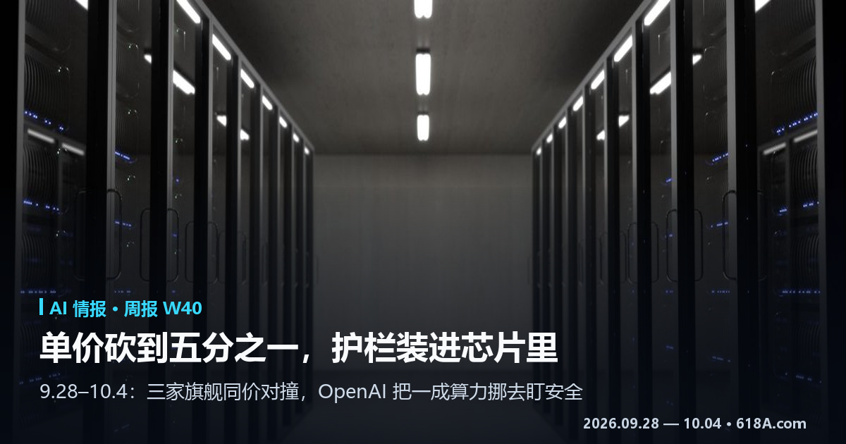 上周 AI 圈重大事件（9.28–10.4）：单价砍到五分之一，护栏装进芯片里