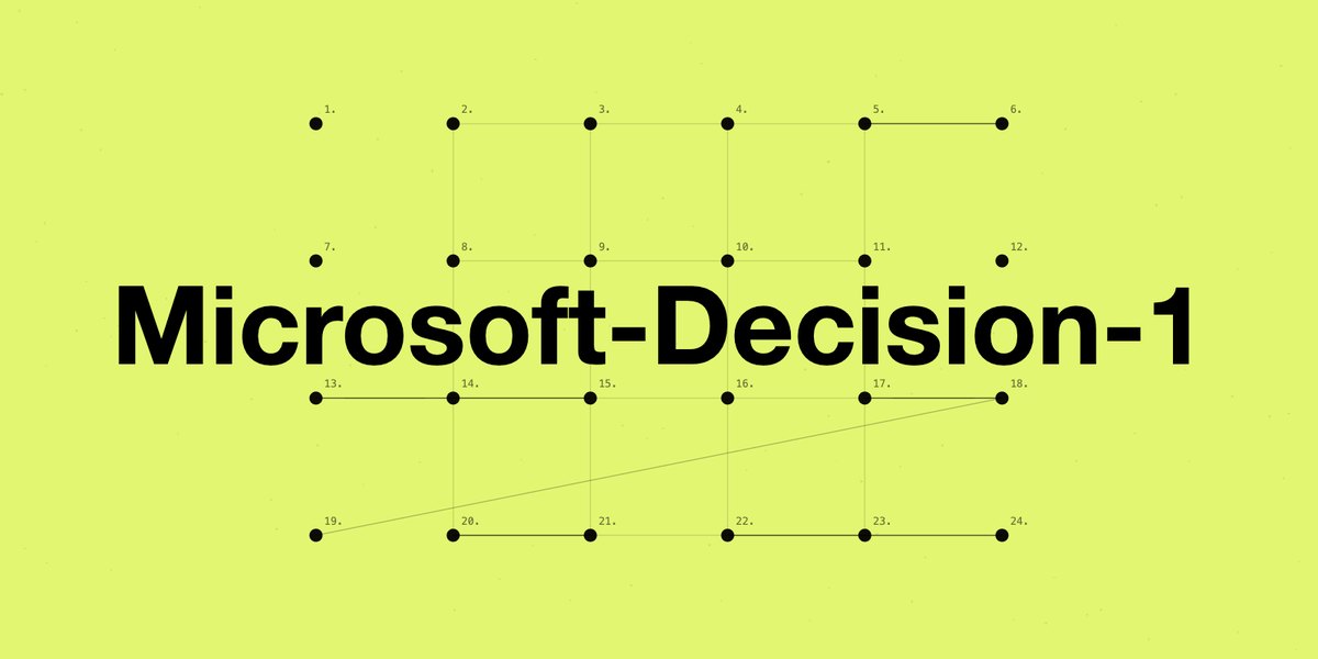 微软官方发布的 Microsoft-Decision-1 主视觉，浅绿色底上由编号圆点连成网格，中央为模型名称